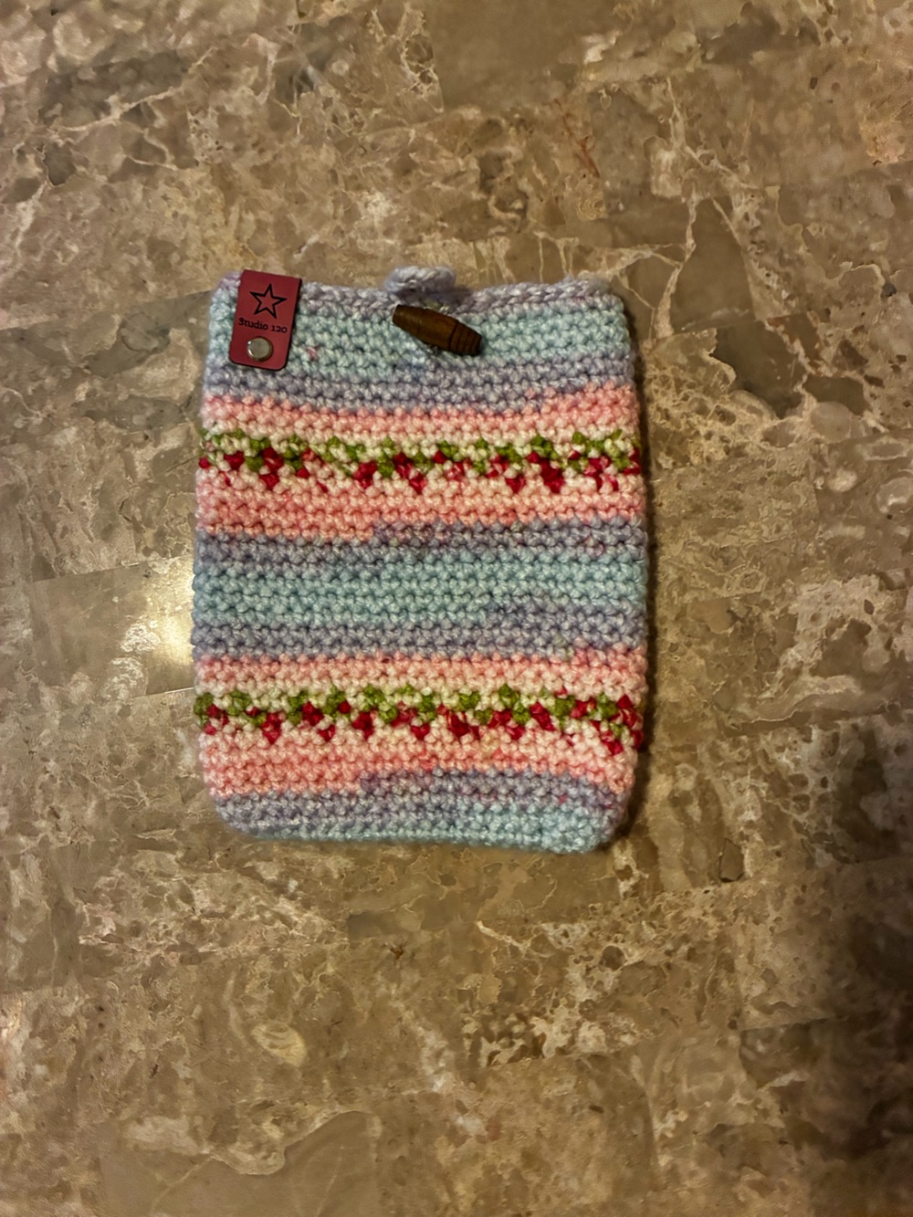 Handmade Multicolor Crochet Kindle Pouch from Studio 120 - Pastel Stripes
